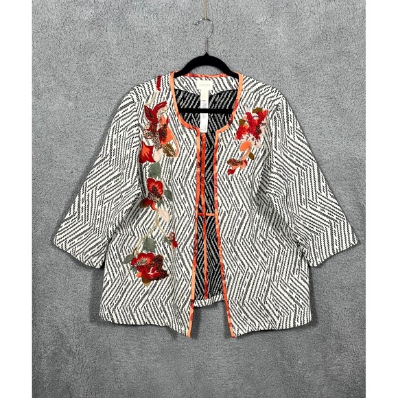 Chico's Jackets & Blazers - Chico's Jacket Womens 3 Multicolor Chevron Artisan Embroidered Floral Wedding